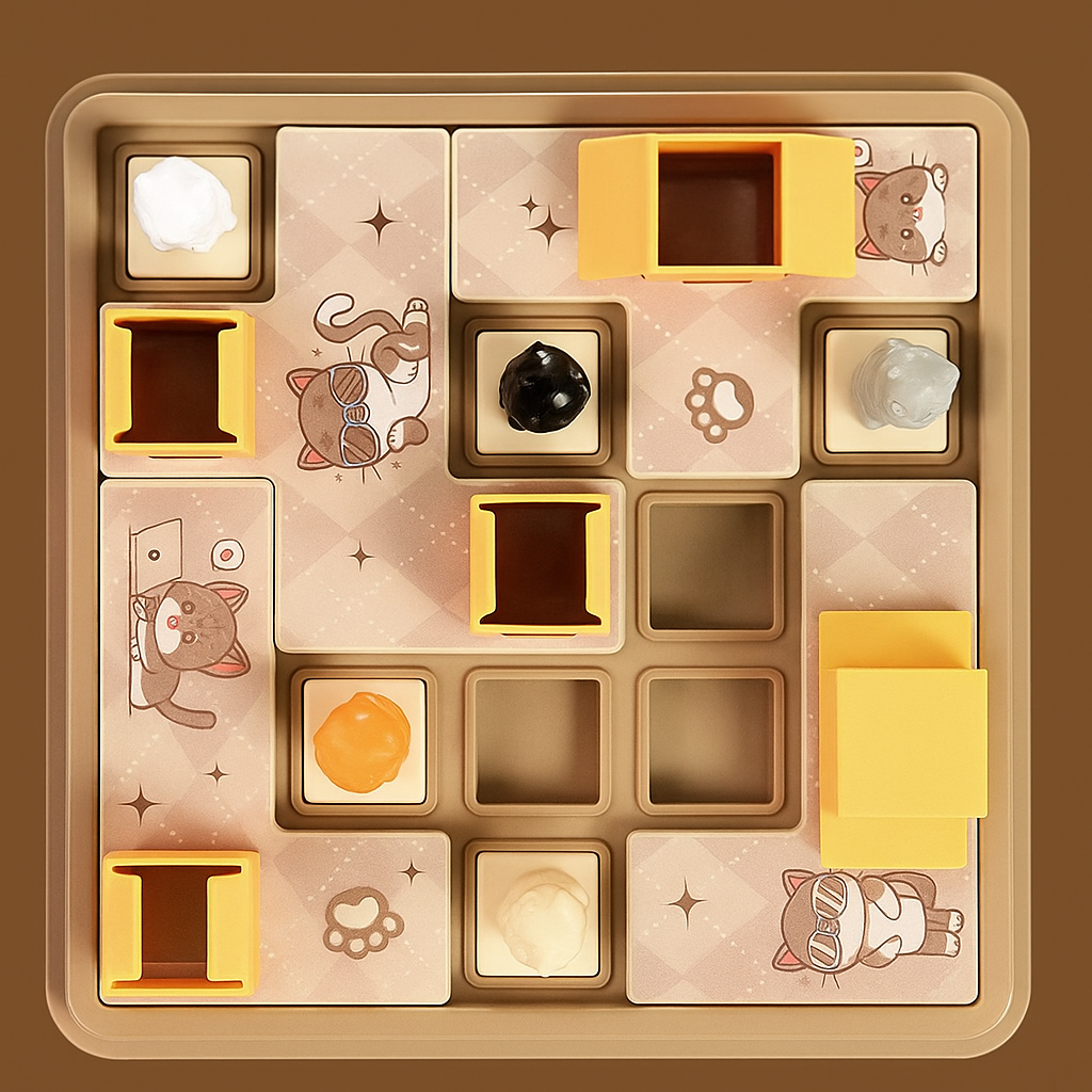 Verstecke die Katze in der Kiste